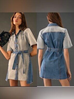 Anthropology 🔥Significant Other Belted Denim Dress